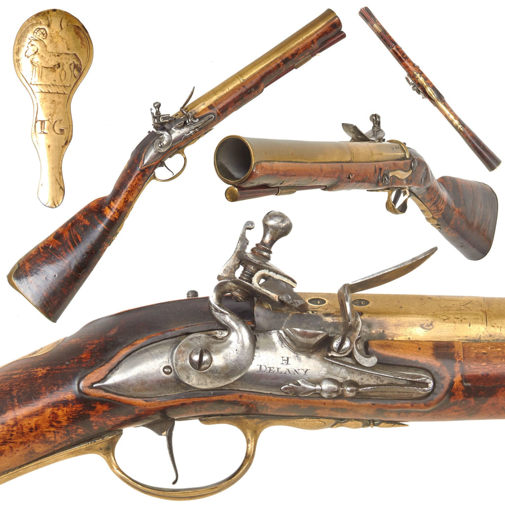 Original 1st Jacobite Rebellion of 1715 Era British Brass Barrel Flintlock Blunderbuss by Henry Delany Owned by Thomas Gage of Shirburn Castle Original Items