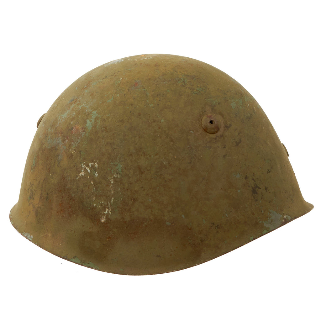 Original WWII Italian M33 Helmet with Liner & Broken Chinstrap Original Items