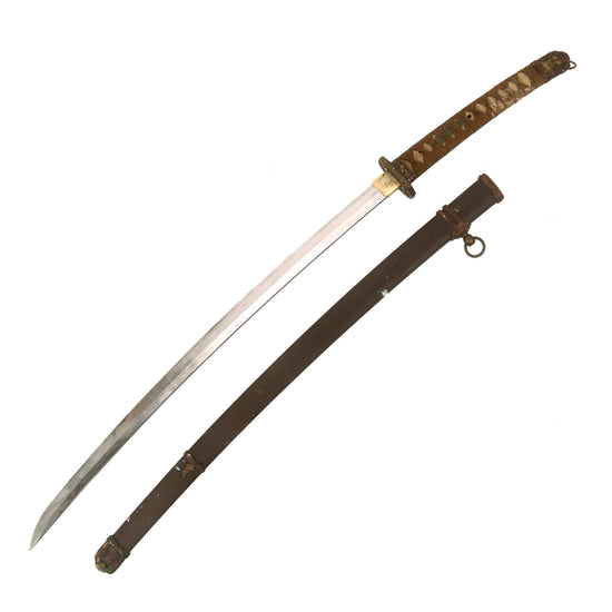 Original WWII Japanese Army Officer Type 98 Shin-Gunto Katana Sword with Steel Scabbard Original Items