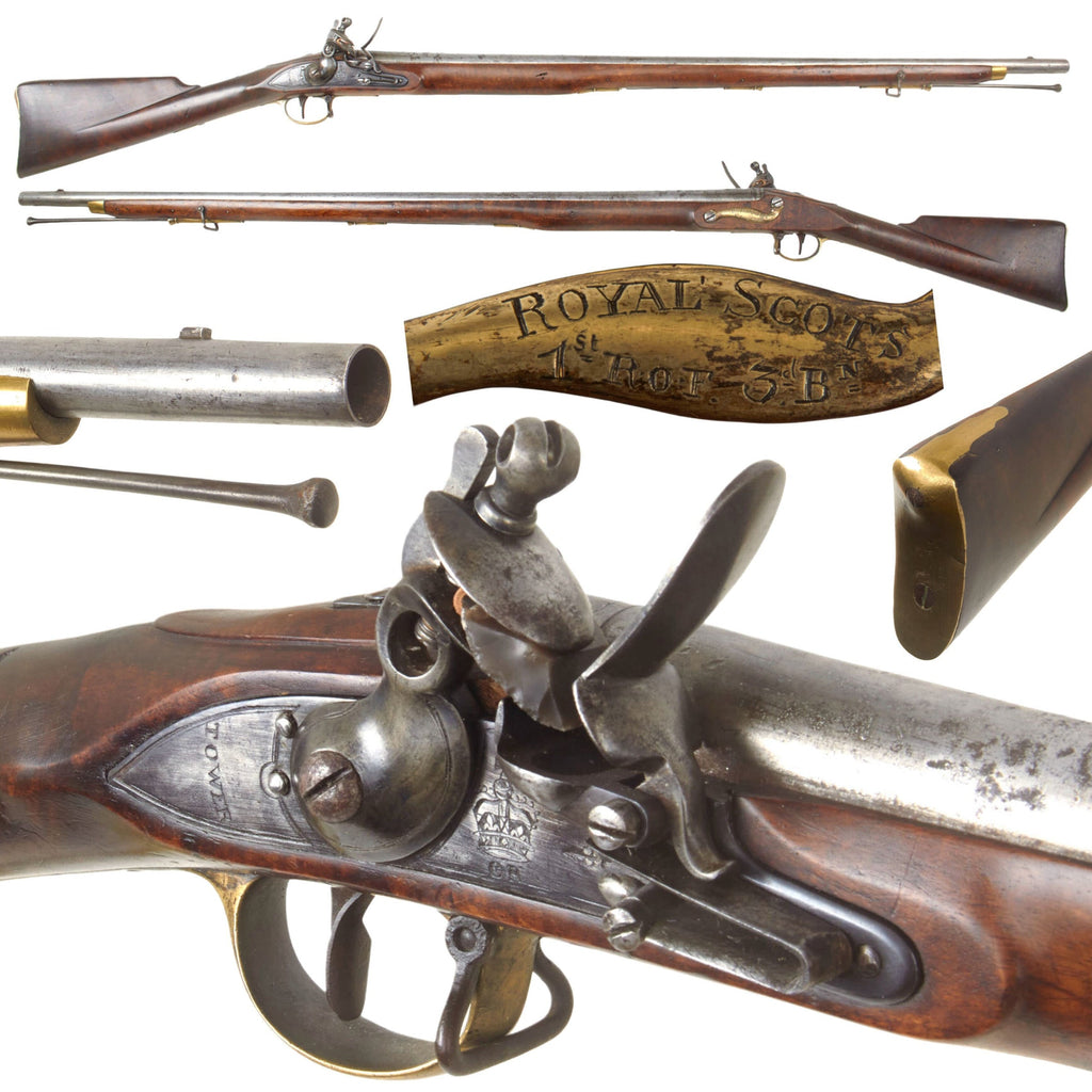 Original British Napoleonic P-1796 Third Model Brown Bess Flintlock Musket Marked to 1st Regiment of Foot 3rd Battalion - The Royal Scots Original Items