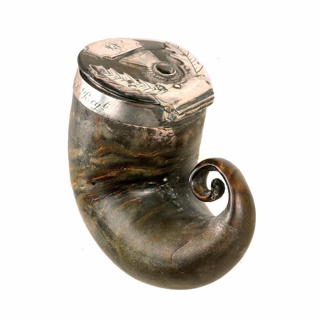 Original Scottish Victorian Silver Mounted Ram’s Horn Snuff Mull Named to Capt. Alexander Fraser of the 71st Regiment of Foot Original Items
