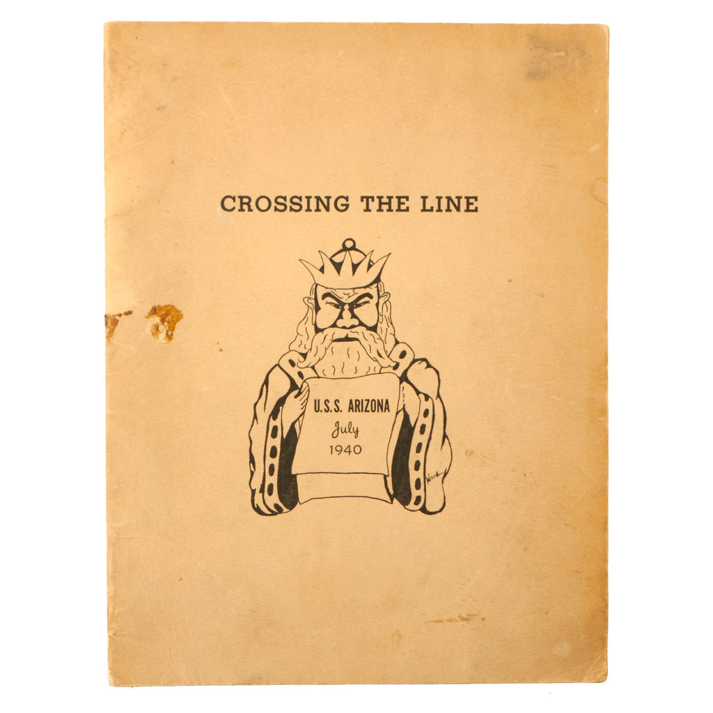Original U.S. WWII Pre - Pearl Harbor July 1940 Dated Crossing The Line With The U.S.S. Arizona Book - Printed in Honolulu Original Items