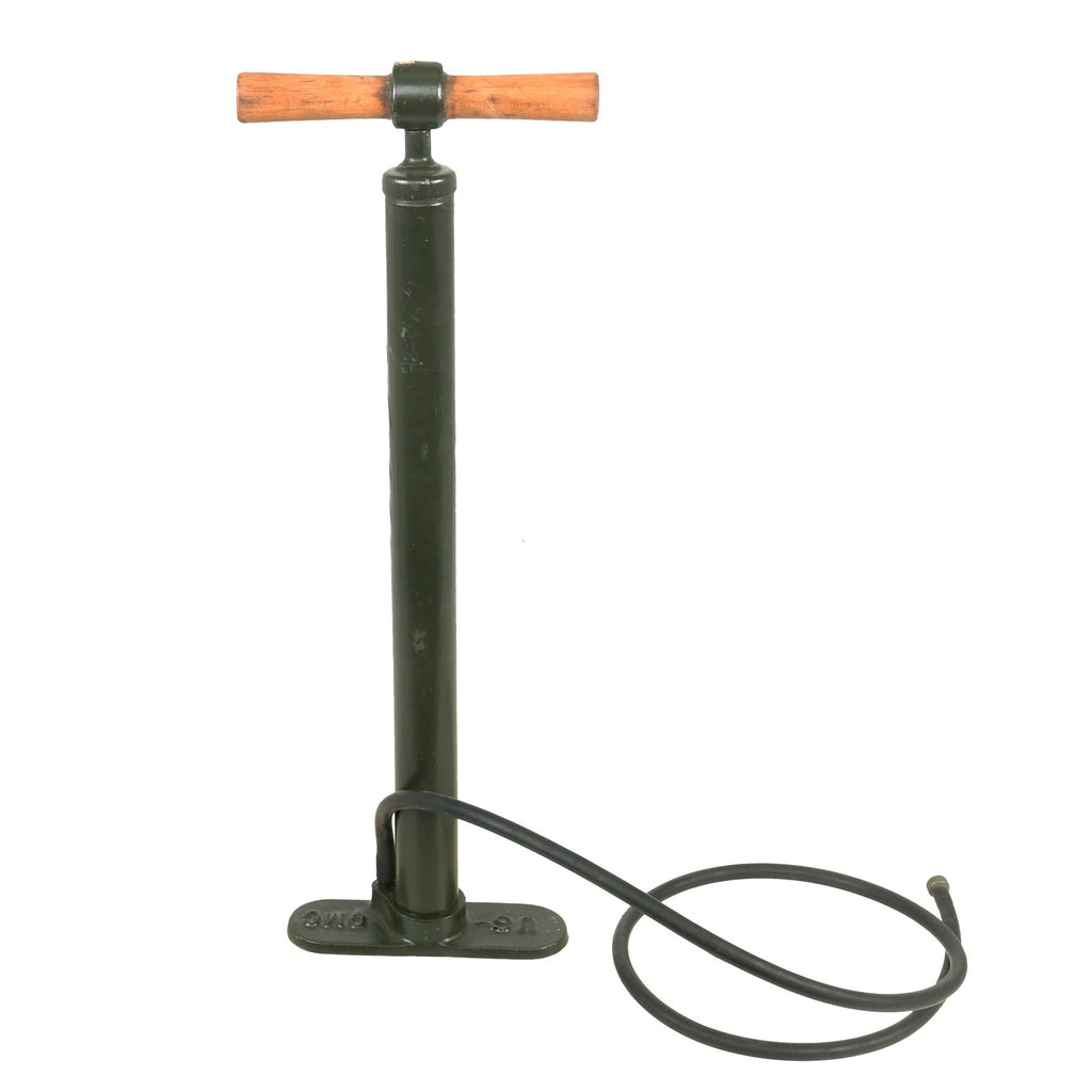 Original U.S. WWII Army Jeep Vehicle Tire Pump - Marked QMC Quartermaster Corps - Dated 1945 Original Items