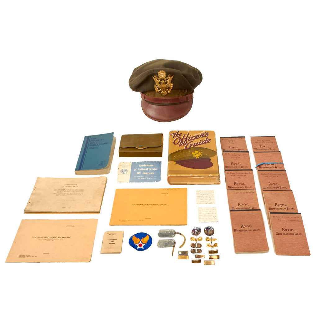Original U.S. WWII Crush Cap & Ephemera Army Air Corps Grouping - Earl J. Mathewson Original Items