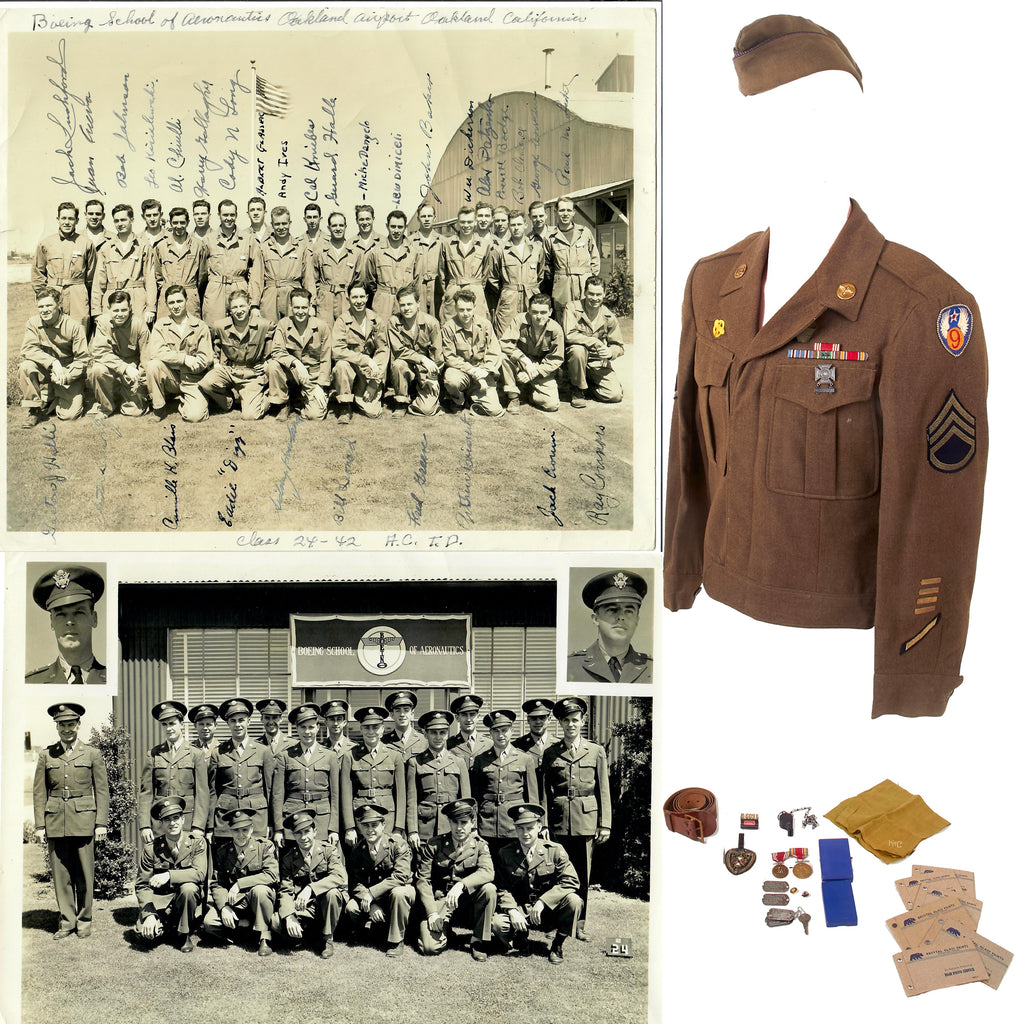 Original U.S. WWII AAF 161st Tactical Reconnaissance Squadron Uniform & Ephemera Group with Aerial Photographs & Group Photos - Staff Sergeant Arthur A. Boisvert Original Items