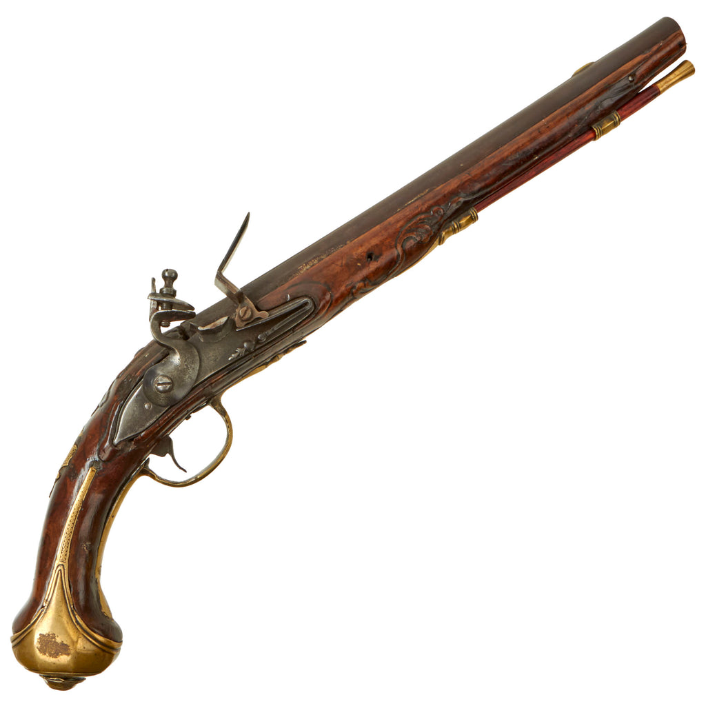 Original Early French Officer's Flintlock Horse Pistol Signed P IACTVES with Engraved Brass Mountings - circa 1760 Original Items