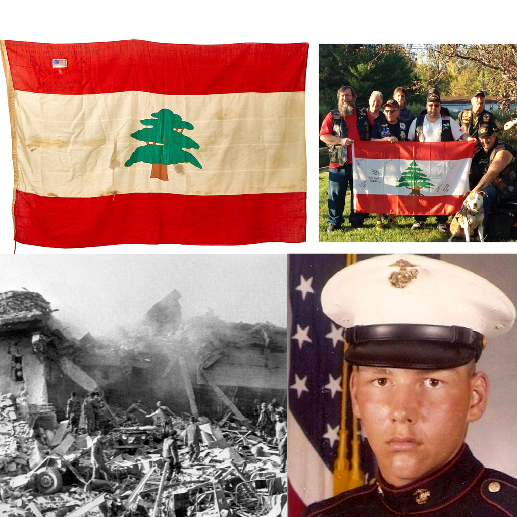 Original U.S. Lebanese Civil War USMC Beirut Barracks Bombing Flag Recovered by BLT 1/8 Survivor Lcpl Alan Opra - Recovered October 24, 1983 Original Items