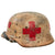 Original German WWII M40 Refurbished SS Ardennes Winter Medic Sanität Helmet - Stamped EF66 Original Items
