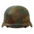 Original German WWII M40 Refurbished 12th SS Panzer HJ at Caan & Falaise Camouflage Helmet - Stamped EF66 Original Items