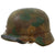 Original German WWII M40 Refurbished 12th SS Panzer HJ at Caan & Falaise Camouflage Helmet - Stamped EF66 Original Items