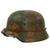 Original German WWII M40 Refurbished 12th SS Panzer HJ at Caan & Falaise Camouflage Helmet - Stamped EF66 Original Items