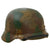 Original German WWII M40 Refurbished 12th SS Panzer HJ at Caan & Falaise Camouflage Helmet - Stamped EF66 Original Items