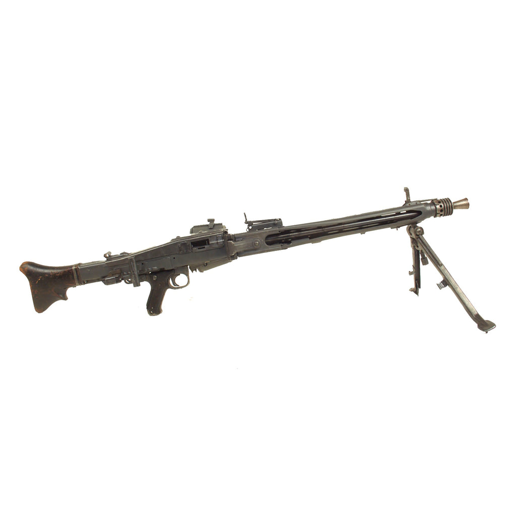 Original German WWII MG 42 Display Machine Gun with Basket Belt Carrier and Bipod Original Items