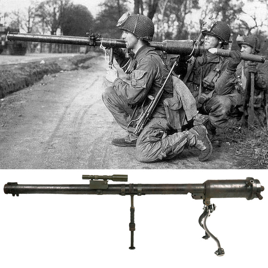 Original U.S. WWII Paratrooper M18 Recoilless Rifle with 57mm Round in Canister & Accessories - Inert Original Items