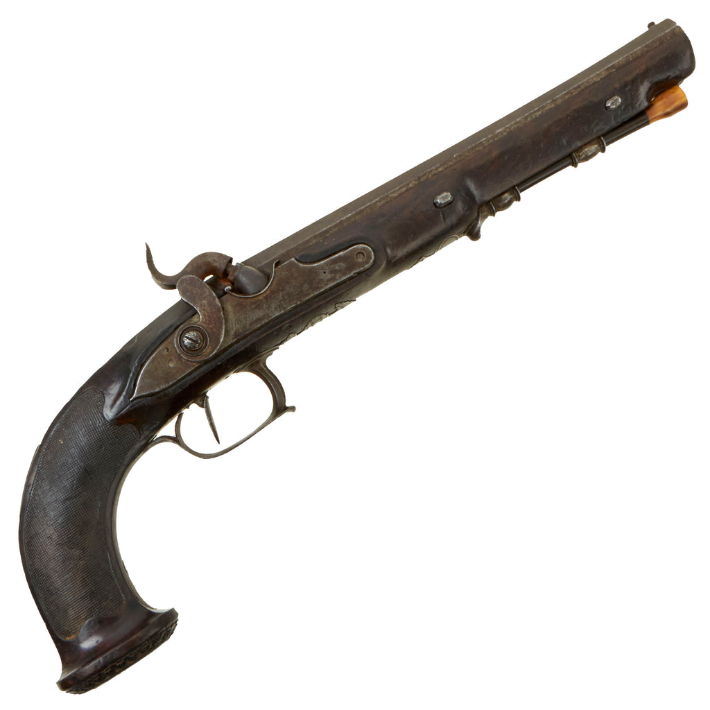 Original Napoleonic French "Versailles" Style Rifled Officer's Percussion Converted Pistol by Michel Berleur of Liège with Set Trigger c. 1800 Original Items