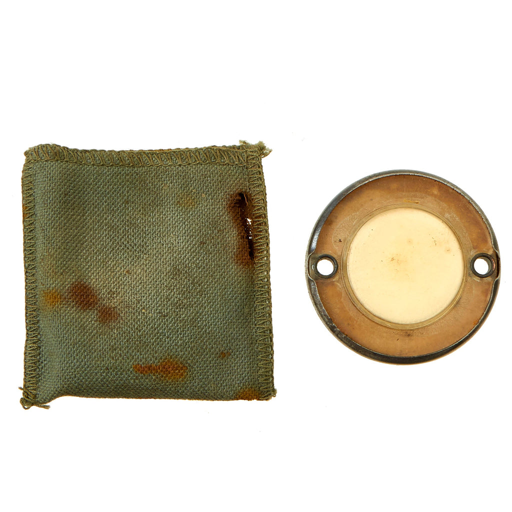 Original U.S. WWII Paratrooper D-Day Normandy Invasion Clip On Luminous Disc Helmet Marker With Original Pouch Original Items