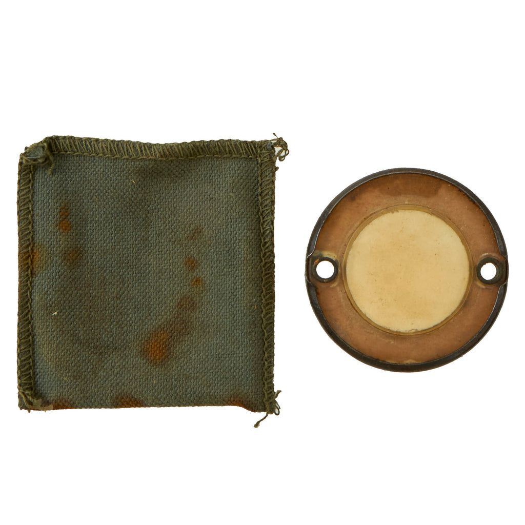 Original U.S. WWII Paratrooper D-Day Normandy Invasion Clip On Luminous Disc Helmet Marker With Original Pouch Original Items