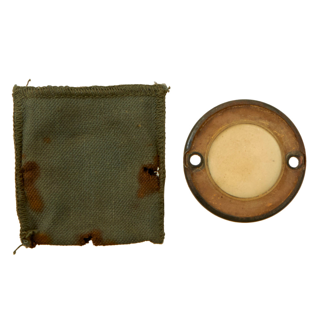Original U.S. WWII Paratrooper D-Day Normandy Invasion Clip On Luminous Disc Helmet Marker with Original Pouch Original Items