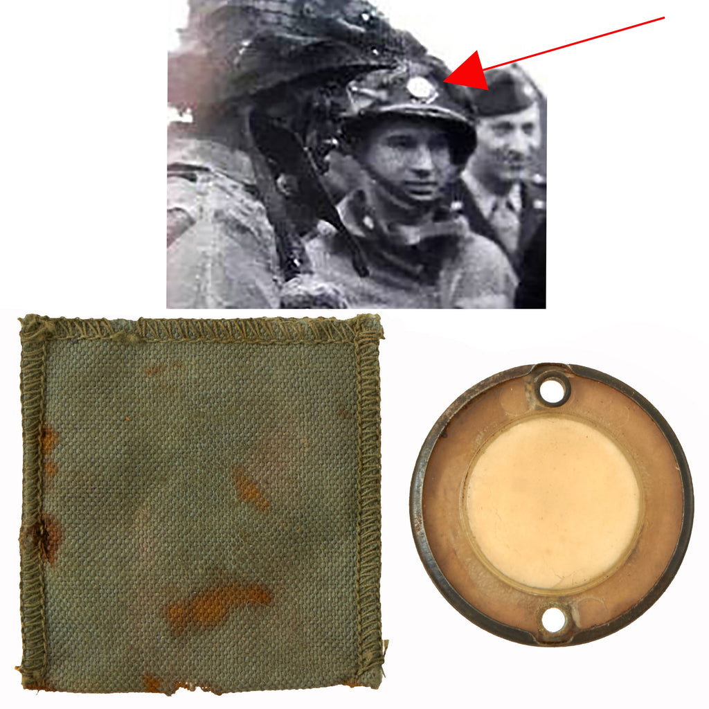 Original U.S. WWII Paratrooper D-Day Normandy Invasion Clip On Luminous Disc Helmet Marker With Original Pouch Original Items