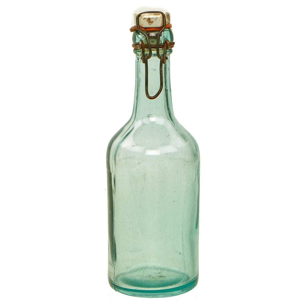 Original German WWII Luftwaffe Marked Clear Glass Beer or Wine Bottle - Marked Property of Luftwaffe Original Items