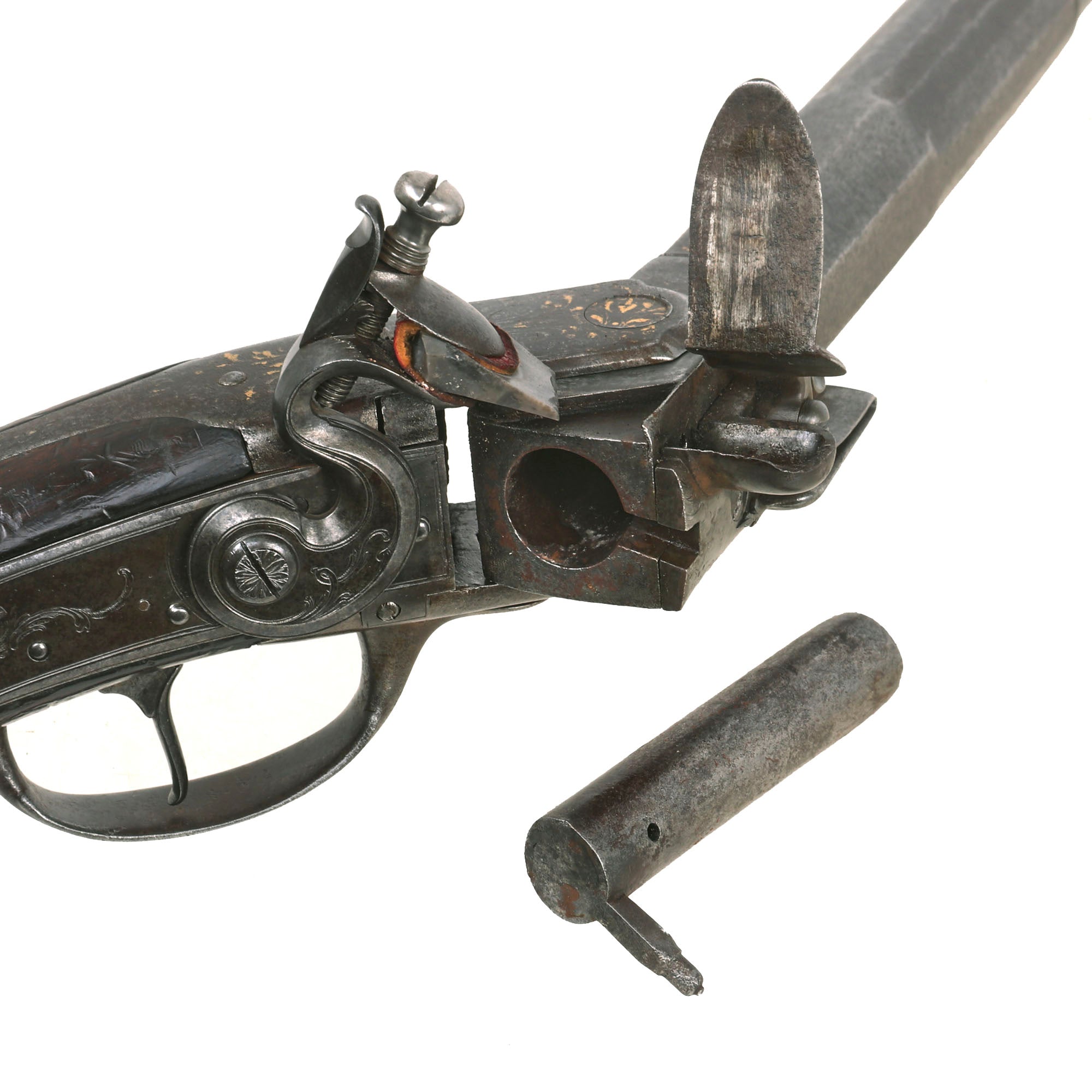 Original British Queen Anne Early 18th Century Engraved Gold Inlay Sid ...