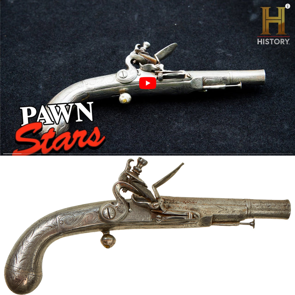Original American Revolutionary War Era Scottish All Steel Lobe Butt Flintlock Belt Pistol by Thomas Murdoch - As Seen on History Channel Pawn Stars Original Items
