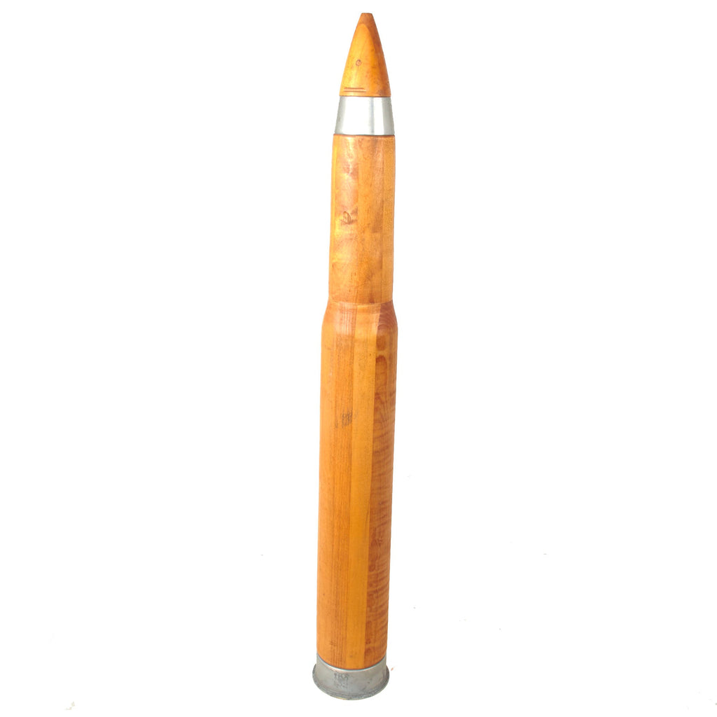 Original WWII U.S. Navy Gun 3 Inch Wooden MK6 Drill Round with Wooden Dummy Fuse Original Items