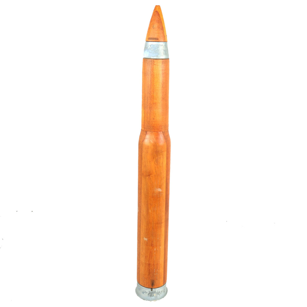 Original WWII U.S. Navy Gun 3 Inch Wooden MK6 Drill Round with Wooden Dummy Fuse - Dated 1944 Original Items