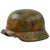 Original German WWII M40 Refurbished SS Southern Russian Front Camouflage Helmet - Stamped EF64 Original Items