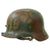 Original German WWII M40 Refurbished Removed Chicken Wire Normandy Camouflage SS Helmet - Stamped EF64 Original Items