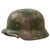 Original German WWII M40 Refurbished Removed Chicken Wire Normandy Camouflage SS Helmet - Stamped EF64 Original Items
