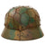 Original German WWII M40 Refurbished 12th SS Panzer HJ at Caan & Falaise Chicken Wire Camouflage Helmet - Stamped EF66 Original Items