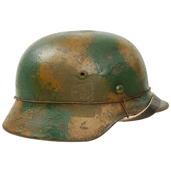 Original German WWII M40 Refurbished SS Southern Russian Front Battle of Kharkov Camouflage Helmet - Stamped EF64 Original Items