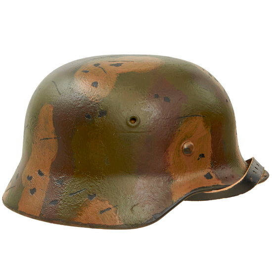Original German WWII M40 Refurbished Battle of Kursk SS Camouflage Helmet - Stamped EF66 Original Items
