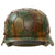 Original German WWII M40 Refurbished Chicken Wire Half Basket Normandy Camouflage SS Helmet - Stamped EF66 Original Items