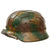 Original German WWII M40 Refurbished Chicken Wire Half Basket Normandy Camouflage SS Helmet - Stamped EF66 Original Items
