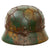 Original German WWII M40 Refurbished Chicken Wire Half Basket Normandy Camouflage SS Helmet - Stamped EF66 Original Items