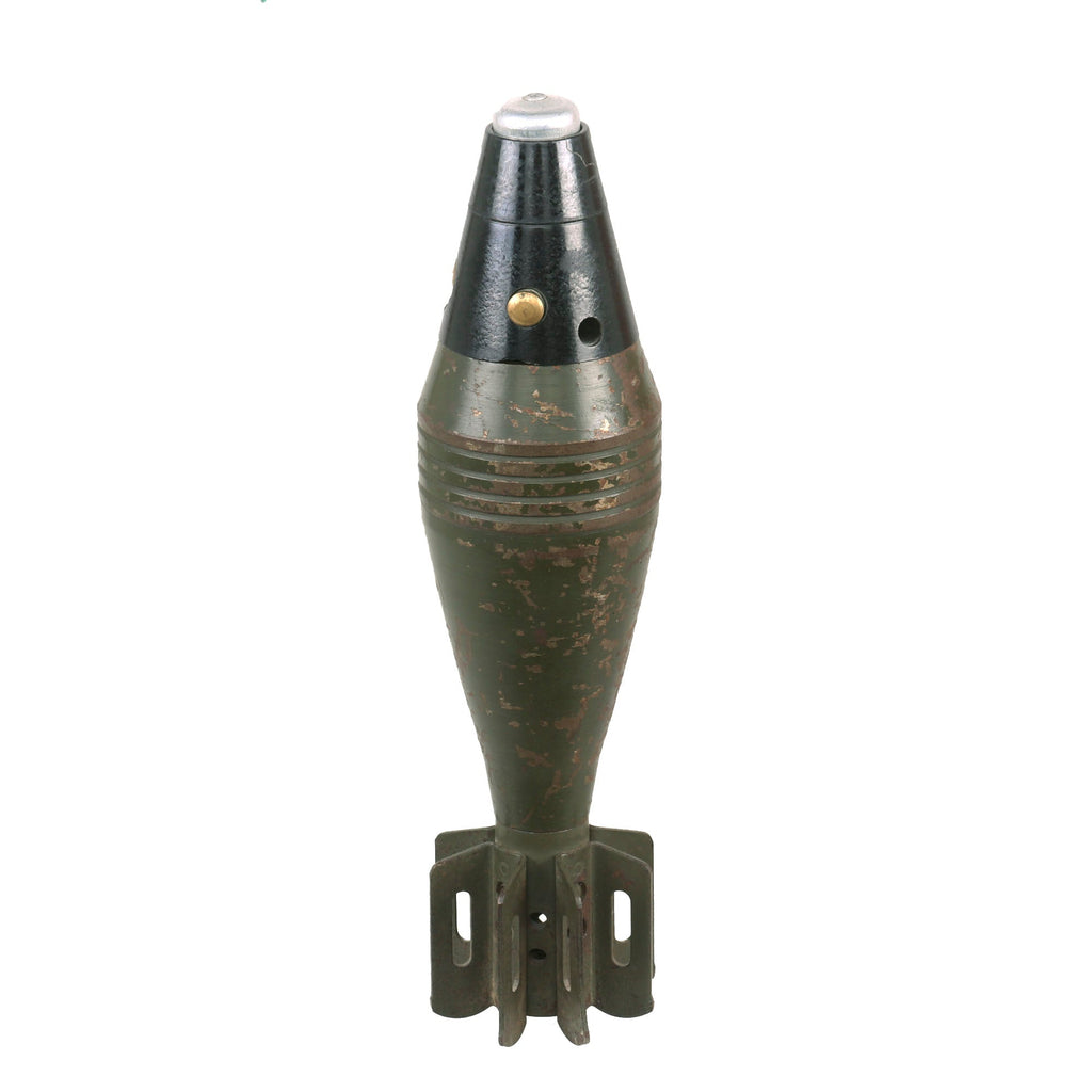 Original U.S. WWII Era M49A2 60mm Deactivated Mortar Round with Fuse with and Original Paint - Inert Original Items