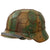 Original German WWII M40 Refurbished Chicken Wire Half Basket Normandy Camouflage SS Helmet - Stamped EF66 Original Items