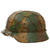 Original German WWII M40 Refurbished Chicken Wire Half Basket Normandy Camouflage SS Helmet - Stamped EF66 Original Items