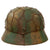 Original German WWII M40 Refurbished Chicken Wire Half Basket Normandy Camouflage SS Helmet - Stamped EF66 Original Items