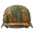 Original German WWII M40 Refurbished Rare Island Pattern Camouflage Chicken Wire Half Basket Helmet - Stamped EF64 Original Items