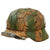 Original German WWII M40 Refurbished Rare Island Pattern Camouflage Chicken Wire Half Basket Helmet - Stamped EF64 Original Items