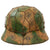 Original German WWII M40 Refurbished Rare Island Pattern Camouflage Chicken Wire Half Basket Helmet - Stamped EF64 Original Items