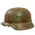 Original German WWII M40 Refurbished SS Battle of Kharkov Chicken Wire Half Basket Camouflage Helmet - Stamped EF64 Original Items