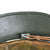 Original German WWII M40 Refurbished Chicken Wire Half Basket Winter Normandy Camouflage SS Helmet - Stamped EF64 Original Items