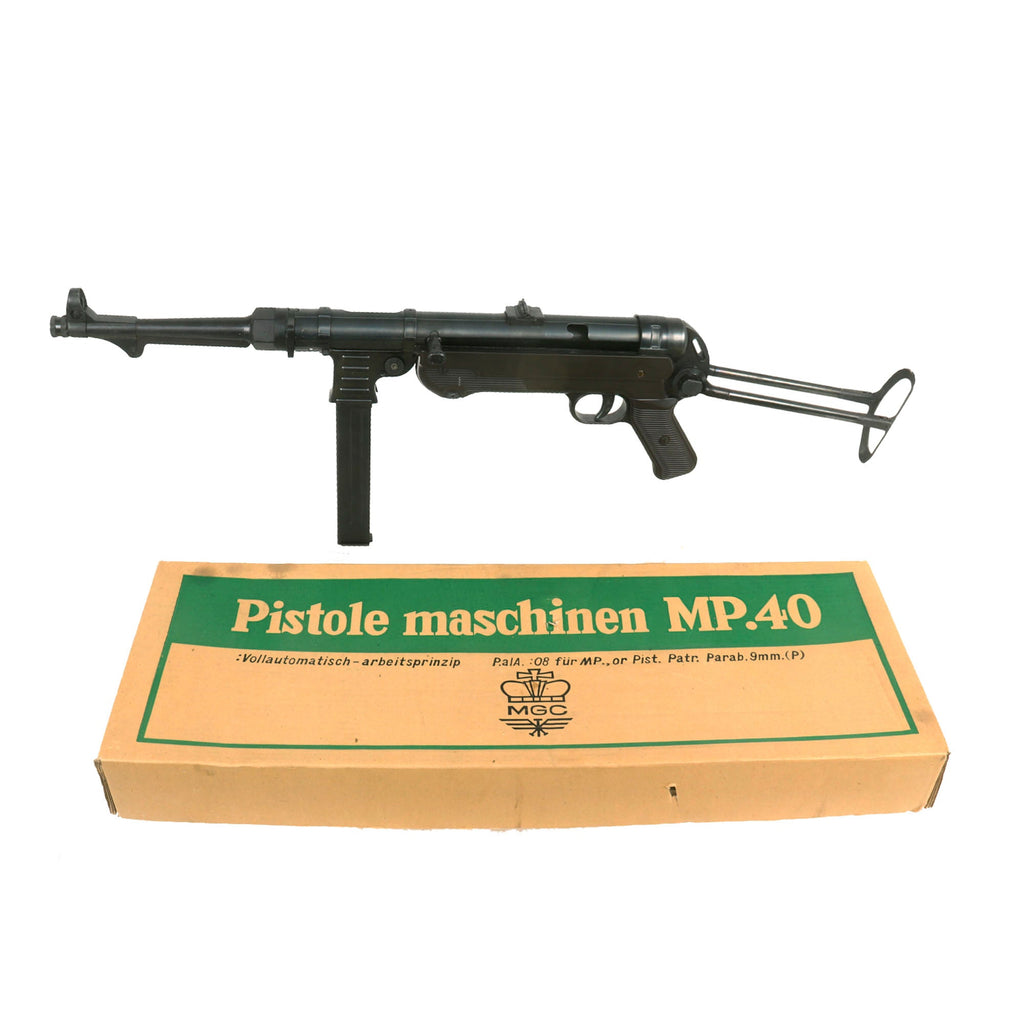 German WWII Replica MP-40 Cap Plug-Firing Submachine Gun by MGC Japan with Original Box Original Items