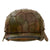 Original German WWII M40 Refurbished Chicken Wire Half Basket Normandy Splinter Camouflage SS Helmet - Stamped EF66 Original Items