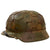 Original German WWII M40 Refurbished Chicken Wire Half Basket Normandy Splinter Camouflage SS Helmet - Stamped EF66 Original Items