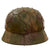 Original German WWII M40 Refurbished Chicken Wire Half Basket Normandy Splinter Camouflage SS Helmet - Stamped EF66 Original Items